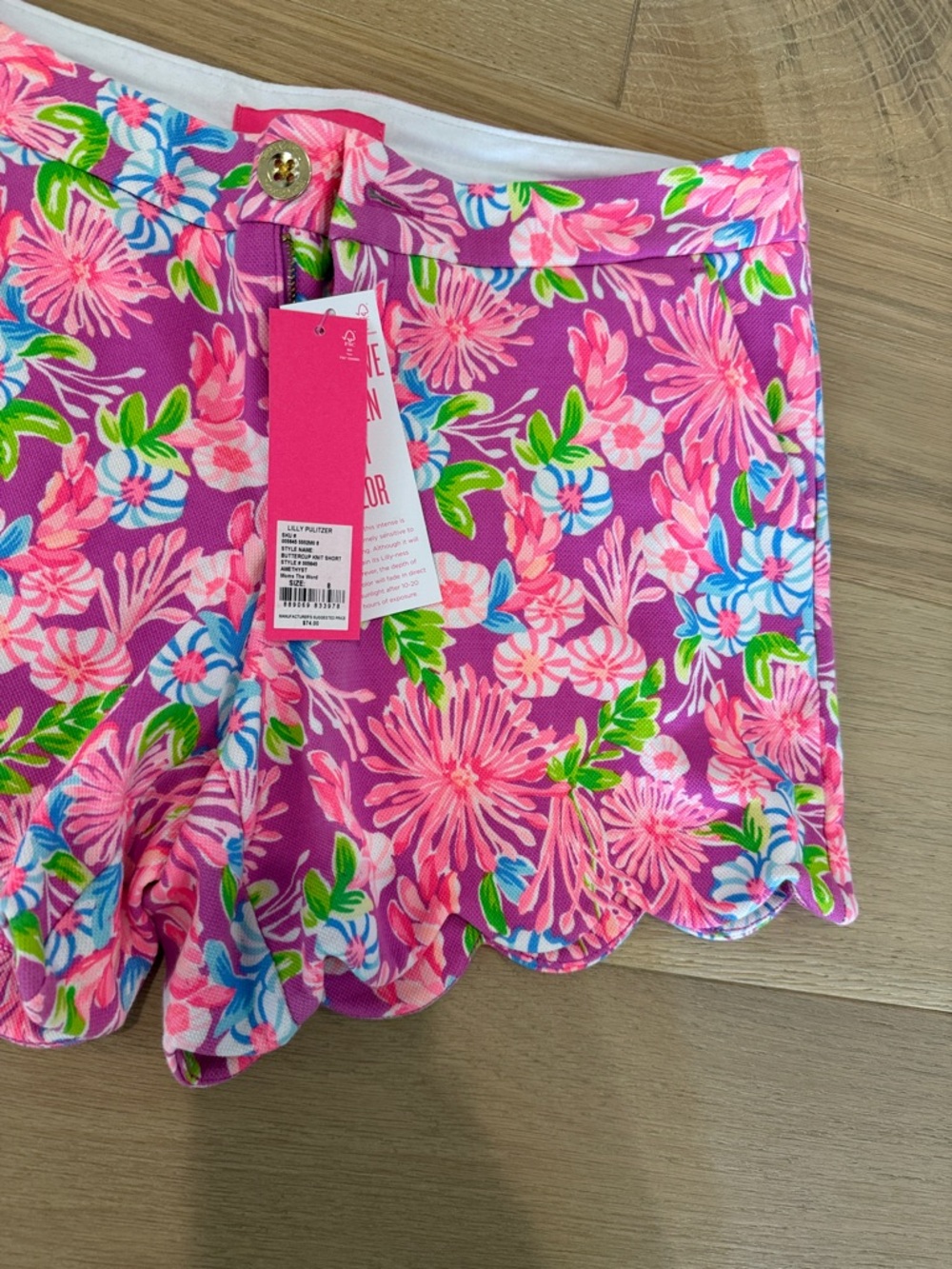 NWT Lilly Pulitzer Vibrant Pink & Purple Floral Buttercup Women’s Shorts size 8 - Picture 6 of 8